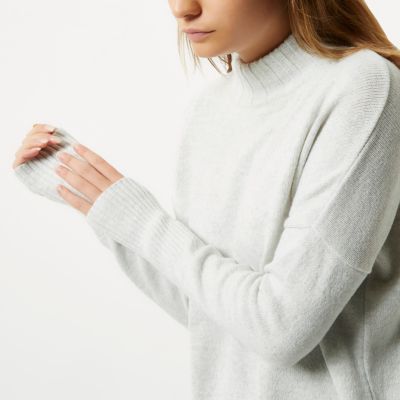 Grey knit oversized turtle neck jumper